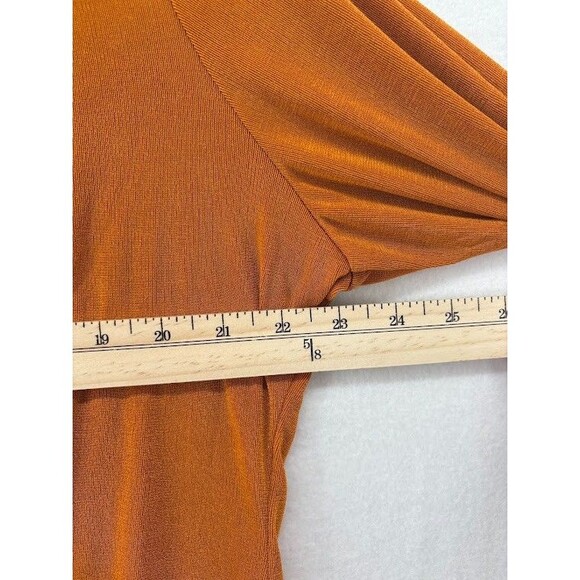 Women's Cato Size 22W Orange Slinky Button Down Shirt Indie, 70's - Picture 5 of 6